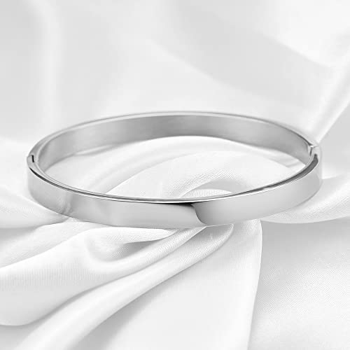 MYNENEY Womens Bracelets Stainless Steel Pave Cubic Zironia Stackable - color: 6mm-Silver, size: 7 Inch