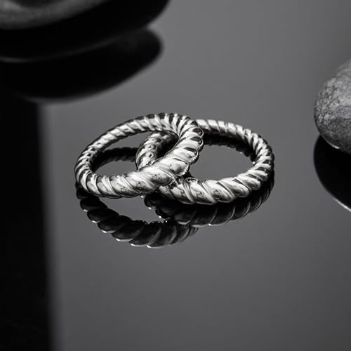 Non Tarnish Gold Chunky Rings for Women, 14K Gold Plated Statement Dome Rings Stacking Silver, Adjustable Mens Eternity Wedding Band Mixed Metal Jewelry Size 3-13 - color: Silver, size: 5, style: Chunky Twist Band