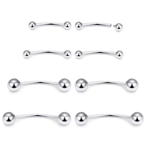20G 18G 16G 14G 12G 8G 6G 4G 2G Astm F136 Titanium Internal Thread Eyebrow Piercing Jewelry Curved Barbell Vertical Labret Lip Daith Rook Earrings Navel Belly Button Ring Piercing Jewelry - style: 16G, 10mm 12mm 14mm 16mm Length, Ball