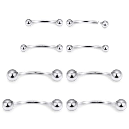 20G 18G 16G 14G 12G 8G 6G 4G 2G Astm F136 Titanium Internal Thread Eyebrow Piercing Jewelry Curved Barbell Vertical Labret Lip Daith Rook Earrings Navel Belly Button Ring Piercing Jewelry - style: 16G, 10mm 12mm 14mm 16mm Length, Ball
