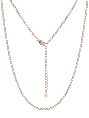 Silvora Necklace Chain for Women, 2.5MM Silver Chains Rolo Cable Necklace 316L Stainless Steel 14K Gold Plated Black Rose Gold Plated Womens Chain for Pendant 14"-30" Length - color: Rose Gold, size: 28 Inch