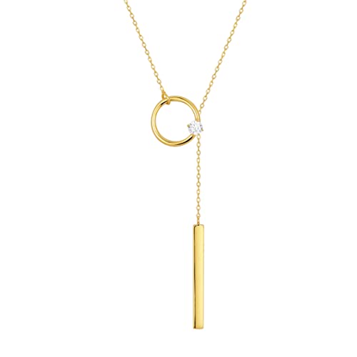 S.Leaf 18K Gold Plated Cubic Zirconia Choker Necklace for Women 925 Sterling Silver Layered Coin Moon Star Heart Circle Crystal Lariat Pendant Necklaces Gifts for Women Trendy - color: Lariat_Gold
