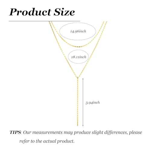 Dcfywl731 Minimal Dainty Gold Plated Dangle Earrings Layered Bar Pendant Neckalce Gold Long Y-Necklace Gold Earrings and Necklaces Set Delicate Lariat Chain Jewelry for Women - color: BLACK