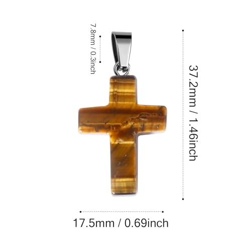 12PCS Natural Stone Cross Pendant Gemstone Charms Bulk for Jewelry Making | Healing Crystal Quartz Chakra Reiki Gemstone Pendants Charms Bulk for Necklace Craft - color: Tiger's Eye Cross