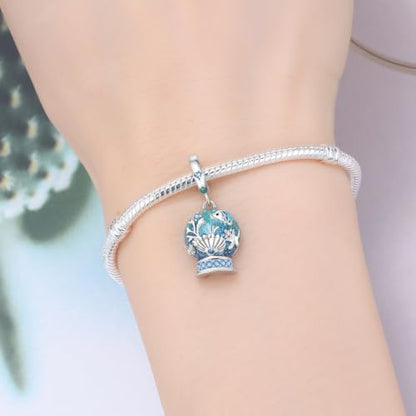 925 Sterling Silver Charms Bead for Bracelets Necklaces, Star Moon Crescent Sun Solar Pendent, Blue Ocean Starfish Shells Turtle Crab Starry Sea Cute Jewelry Birthday Gifts for Women Men - style: Underwater world charms