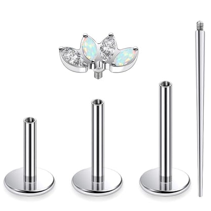 16G Astm F136 Titanium Internal Thread Flat Back Earrings Nose Studs Tragus Forward Helix Conch Cartilage Lobe Earrings Stud Medusa Labret Monroe Lip Ring Piercing Jewelry For Women Men - size: 16G--Style B