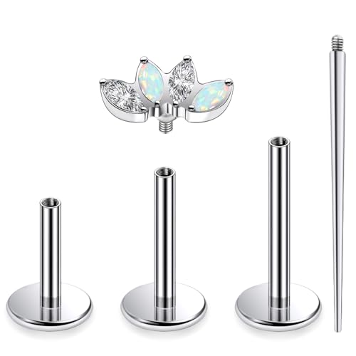 16G Astm F136 Titanium Internal Thread Flat Back Earrings Nose Studs Tragus Forward Helix Conch Cartilage Lobe Earrings Stud Medusa Labret Monroe Lip Ring Piercing Jewelry For Women Men - size: 16G--Style B