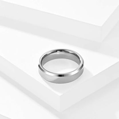 Stainless Steel Wedding Band Ring For Men Women | Sandblasted matte finish, 4mm/6mm/8mm widths, steel/black/gold-tone colors, everyday wear, wedding - color: Smooth-6mm-Silver