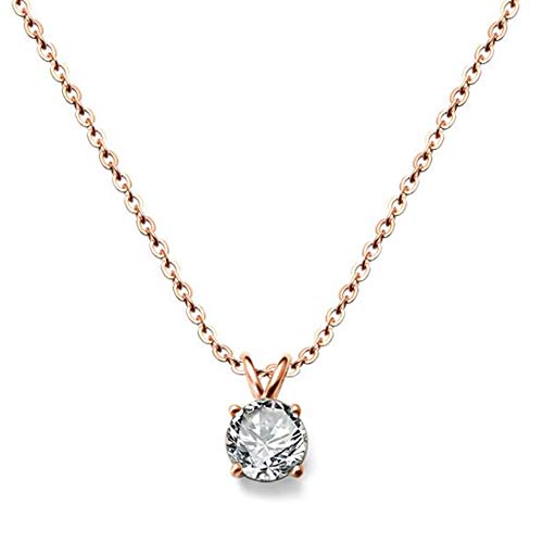 Jude Jewelers Stainless Steel Classical Simple Plain Solitaire Style Collar Charm Necklace - color: Rose Gold