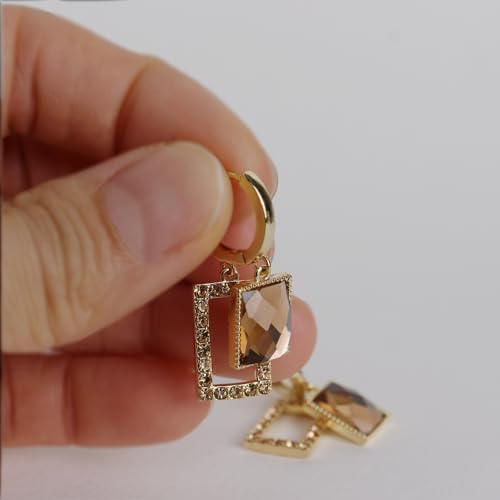 Sonateomber Christmas Tree Dangle Small Gold Hoop Earrings for Women, Cute Sparkly CZ Rhinestone Maple Clover Leaf Drop Earings Thanksgiving Holiday Accessories Fashion Jewelry Gift - color: Rectangle Gold