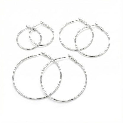 Hoop Earrings for Women, Hypoallergenic Stainless Steel Lightweight Thin Large Big Hoops Earrings Set for Women, Non Tarnish for Jewelry Gift 40MM - color: Silver-3 packs