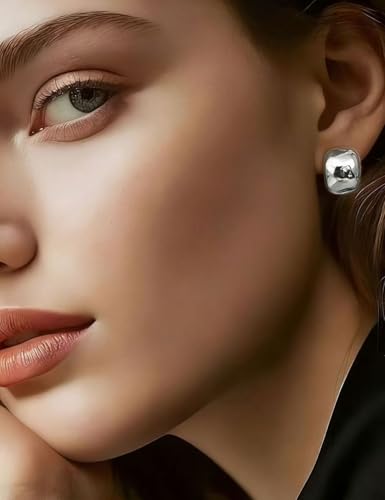 13 Pairs Clip on Earrings for Women Chunky Non Pierced Hoop Earrings CZ Pearl Knot Croissant Tube Twist Stud Hoop Clip on Earring Set Fake Earrings Clips Jewelry 14K Gold Silver Plated - color: Silver