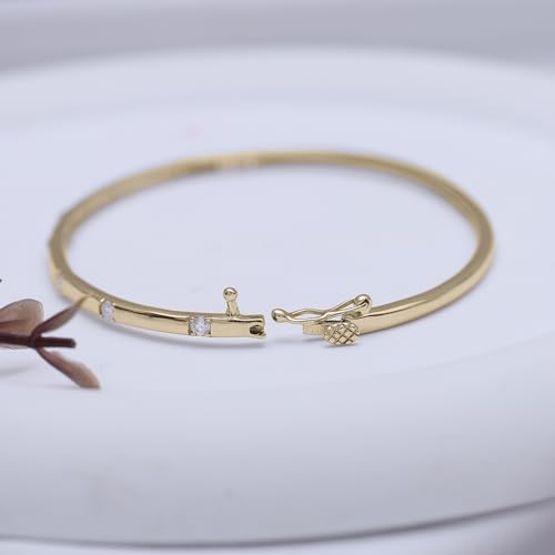 Classic Plain Design & 7 inch Bangle Bracelet for Women | Metal: Sterling Silver|Stone: Moissanite - color: Sparkle Bar
