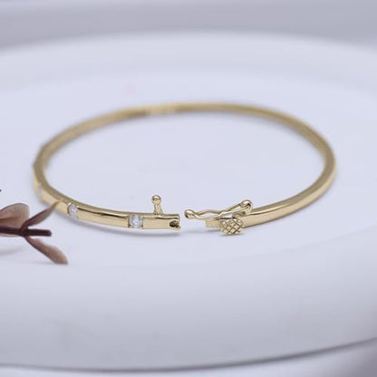 Classic Plain Design & 7 inch Bangle Bracelet for Women | Metal: Sterling Silver|Stone: Moissanite - color: Sparkle Bar