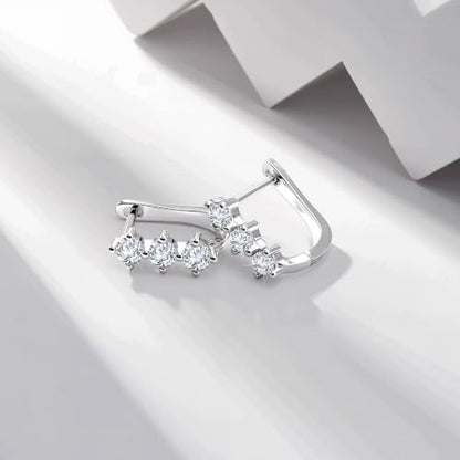 Cubic Zirconia Hoop Earrings for Women Small Huggie Hoops, 12MM - color: Silver