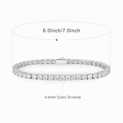 3/4/5mm Tennis Bracelet, 18k White Gold Plated 3MM/4MM/5MM Iced Out Round Cubic Zirconia Tennis Bracelet for Women Men 6.5/7/7.5 Inches - color: 4MM White Gold, size: 8 inch