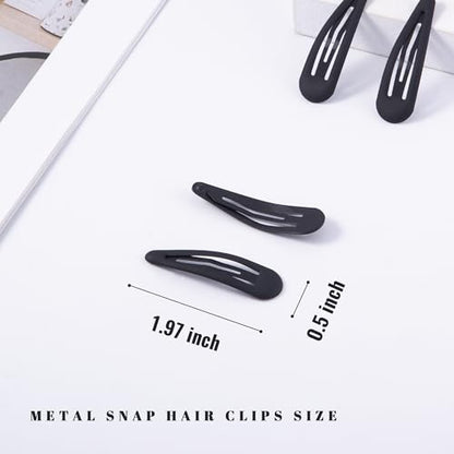 Small Hair Barrettes For Women No Slip Metal Snap Clips For Thin And Fine Hair,Matte Black,20 PCS,1.97 x 0.5 Inch. - color: Matte Black