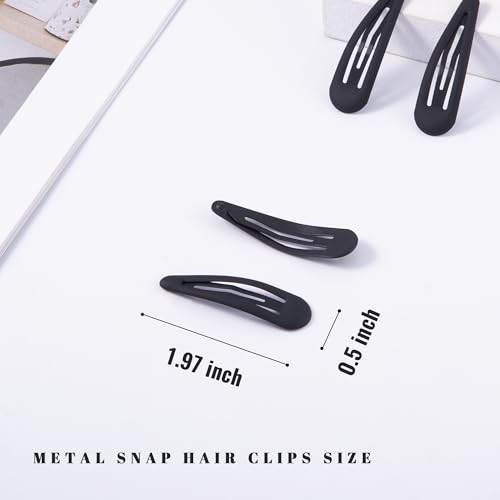 Small Hair Barrettes For Women No Slip Metal Snap Clips For Thin And Fine Hair,Matte Black,20 PCS,1.97 x 0.5 Inch. - color: Matte Black
