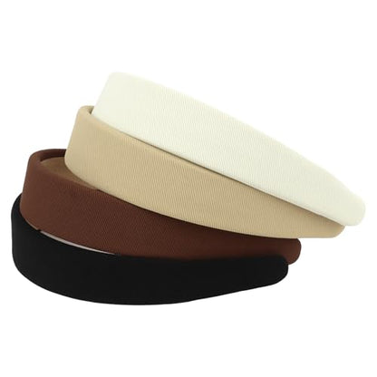 Wecoe Headbands for Women 4pcs Neutral Wide Headbands Non Slip Fashion Head Bands Comfortable Hairbands Fall Winter Hair Accessories for Women & Girls