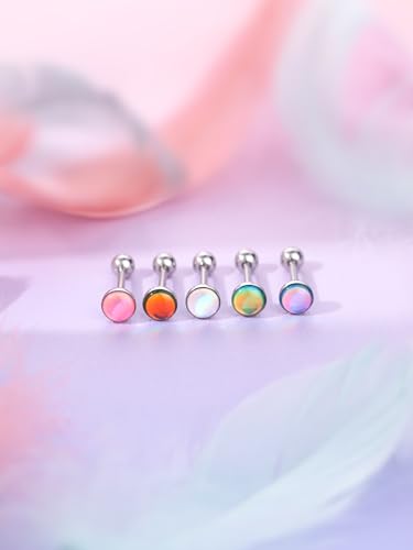 Aumeo 5PCS 14G Tongue Rings - Surgical Steel Tongue Piercing Barbell Jewelry for Men and Women - size: Bar Length: 14mm