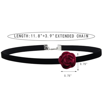 Handcrafted Velvet Choker Necklace with Exquisite Camellia Pendant Fashion Jewelry for Women - color: BLACK02R