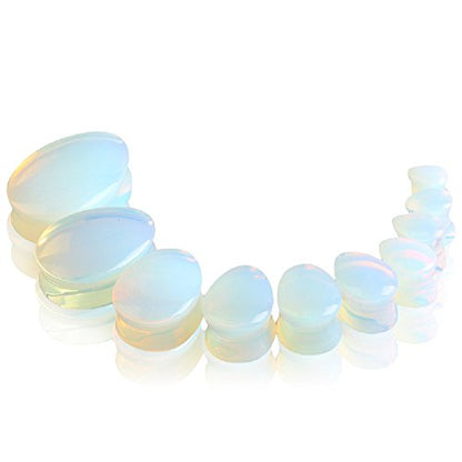 2Pairs Opalite Moon Stone Amethyst Ear Gauges Plugs Tunnels Expanders Stretcher Natural Organic Stone Double Flared Piercing Body Jewelry - style: 00g(10mm)