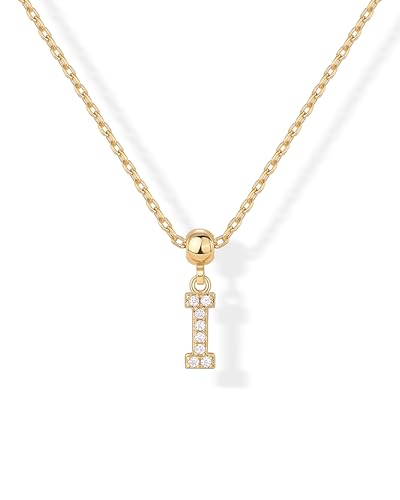 PAVOI 14K Gold Plated Dainty Initial Letter Necklace with Charms for Women | Adjustable Chain Gold Charm Initial Necklaces, Small Alphabet Letters Removable Pendants Cute Jewelry Gifts - style: - I