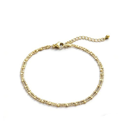 Layered Ankle Bracelets for Women, Heart Anklets Summer Beach Jewelry - style: layered