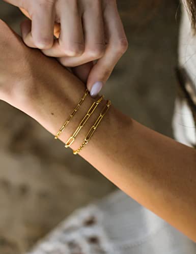 nometo 925 Sterling Silver Paperclip Chain Bracelet 3/4/5mm | Silver Bracelet for Women Men Silver Bracelet 6.5-9 Inches - color: Gold 3mm, size: 7.5