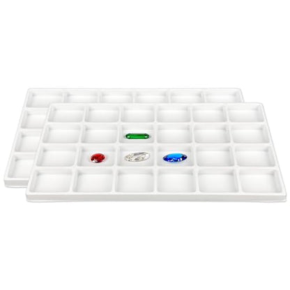 2-Pack 24-Compartments Flocked Velvet Jewelry Display Inserts - Tray/Case Liners - Ring Earrings Storage, (White) by The Display Guys - color: White, size: Compartments - 24