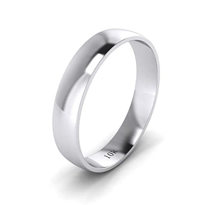 LANDA JEWEL Unisex Solid 10k White Rose Yellow Gold 4mm Comfort Traditional Highly Polished Wedding Ring Plain Band - color: White