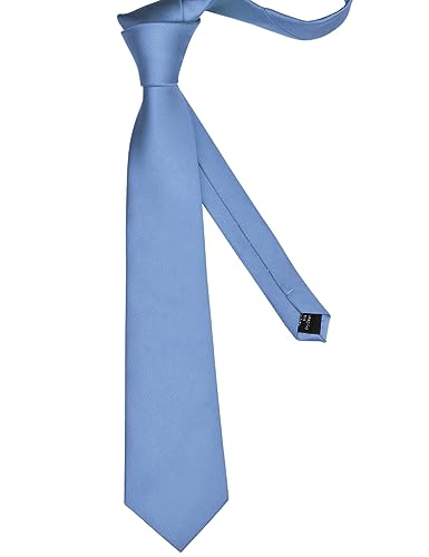 GUSLESON Classic New 3.15"（8cm） Men's Solid Color Necktie Wedding Business Tie + Gift Box - color: Dusty Blue