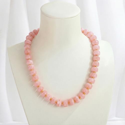 Chunky Colorful Choker Necklace for Women - Summer Beach Round Resin Beads Necklace, Trendy Statement Summer Beach Jewelry Birthday Gifts for Vacation Holiday - color: 14mm Soft Pink Beads