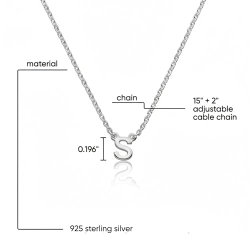 OAK & LUNA Inez Initial Necklace - Gold Plated & Sterling Silver — A-Z Letter Pendant on 15″ + 2″ Adjustable Cable Chain - color: 925 Sterling Silver, style: Letter G