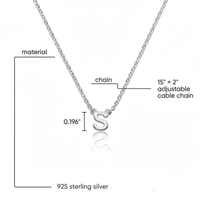 OAK & LUNA Inez Initial Necklace - Gold Plated & Sterling Silver — A-Z Letter Pendant on 15″ + 2″ Adjustable Cable Chain - color: 925 Sterling Silver, style: Letter G