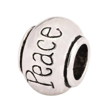 40pcs Live Love Laugh Large Hole Beads (4.5mm Hole) Antique Silver - size: Live Love Laugh Bead