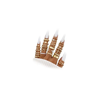 iF YOU 25 Pcs Gold Stackable Ring Set for Women, Chunky Knuckle Finger Midi Rings, Silver Simple Stacking Cute Rings Pack Trendy Stuff Jewelry Gift - style: 25 Gold thin rings
