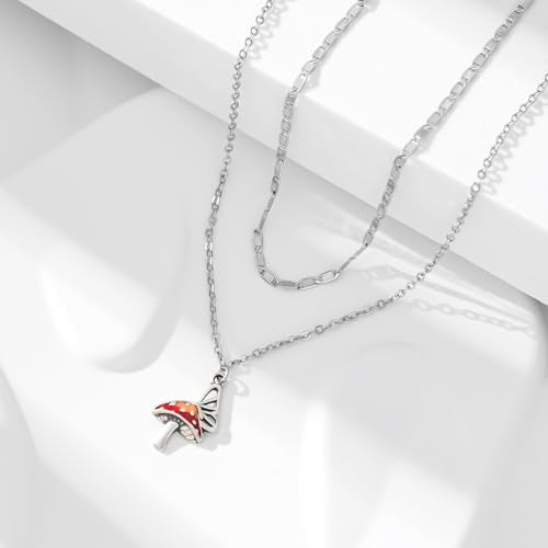 CHIC & ARTSY 925 Sterling Silver Ankle Bracelets for Women, Adjustable Layered Foot Chains with Nature & Symbol Charms, Lightweight Comfort Fit Boho Beach Everyday Jewelry - color: # Mushrooms Butterfly Anklet