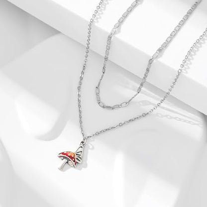CHIC & ARTSY 925 Sterling Silver Ankle Bracelets for Women, Adjustable Layered Foot Chains with Nature & Symbol Charms, Lightweight Comfort Fit Boho Beach Everyday Jewelry - color: # Mushrooms Butterfly Anklet