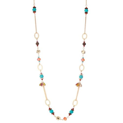 Long Gold Boho Necklaces for Women Beaded Statement Chain Long Necklace Gold Costume Jewelry Birthday Gifts for Her - color: Colorful