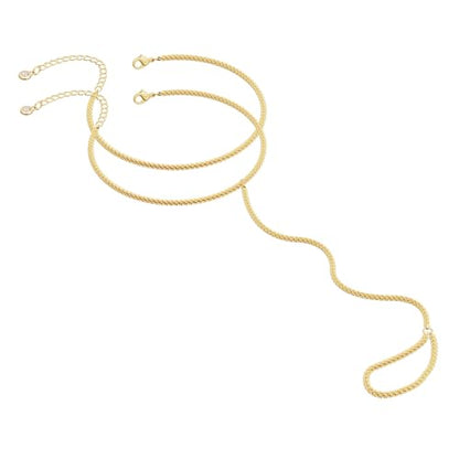 Dainty 14K Gold Plated Bracelets for Women Waterproof, Non Tarnish Gold Jewelry Sets, Thin Stackable Link Paperclip Chain Bracelet Pack Fashion Accessories Gifts for Womens - style: 5Pcs BRACELET SET-09