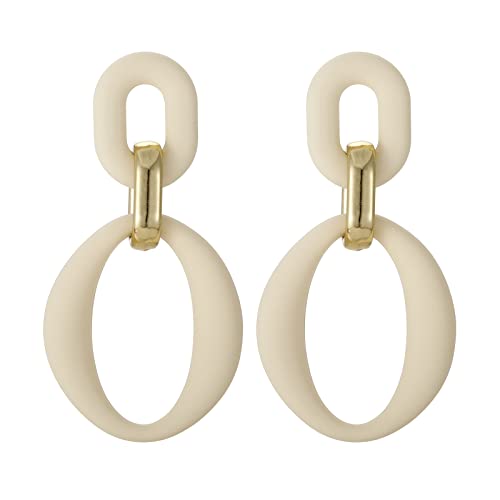 RUOFFETA Acrylic Rectangle Earrings, Fashion Acrylic Square/Oval/Hoop Statement Drop Earrings for Women - color: Cream White Oval