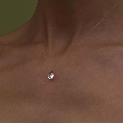 Clear Crystal Water Drop Necklace and Teardrop Earrings Set, Minimalist Glass Raindrop Jewelry for Women