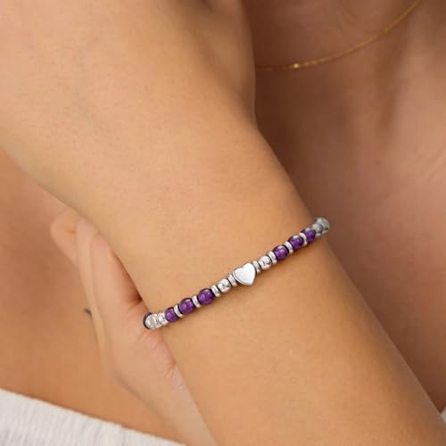 Best Friend Bracelet Gifts for Women Sister Bestie, Christmas Gift for Teens Mom Daughter Granddaughter Birthday Gift for Her Stocking Stuffers - color: Amethyst-Grandma