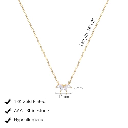 Luxval Diamond Pendant Gold Necklace for Women，Dainty 18k Gold Plated Choker Necklaces Simple Gold Jewelry Gifts for Women - color: Gold-Flower