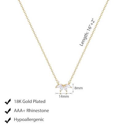 Luxval Diamond Pendant Gold Necklace for Women，Dainty 18k Gold Plated Choker Necklaces Simple Gold Jewelry Gifts for Women - color: Gold-Flower