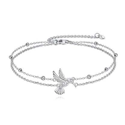 POPLYKE Bracelet for Women 925 Sterling Silver Dove/Hummingbird/Cat Animal Bracelet Jewelry Gifts for Mother Daughter Sister Grandma - style: Hummingbird Bracelet