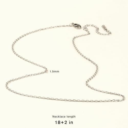 24PCS Stainless Steel Rolo Cable Chain Necklace Bulk for Jewelry Making | 1.5mm 18 inch Finished Stainless Steel Oval Cable Link Chains for Necklace DIY Craft - color: 1.5mm Stainless Steel