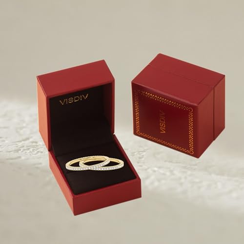 2mm 925 Sterling Silver Rings Gold Engagement Wedding Bands Eternity Cubic Zirconia Simulated Diamond 2pairs Stackable Ring for Women Size 5-10 - color: Gold
