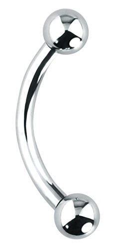 Forbidden Body Jewelry Curved Barbell Piercing Jewelry - 00GA-16GA Silver Eyebrow Piercing - Surgical Steel Snake Eye Frog Eyes Tongue Rings & Belly Rings for Women (6/14mm Bar, 3/12mm Balls) - style: 14GA, 11mm Length, 4mm Balls